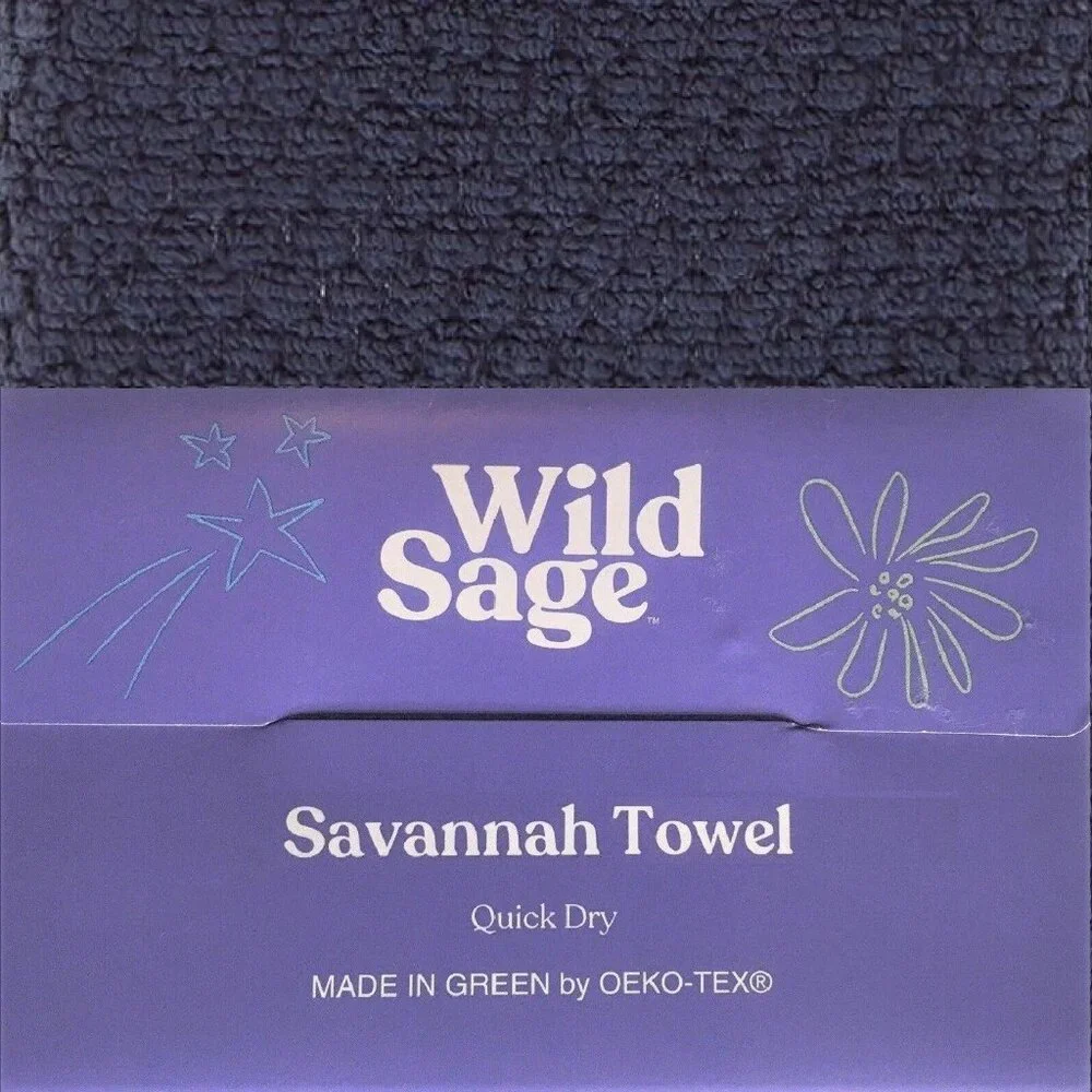 3 Wild Sage Savannah QuickDry Bath Towels =DARK GREEN + YOLK YELLOW + BIJOU BLUE
